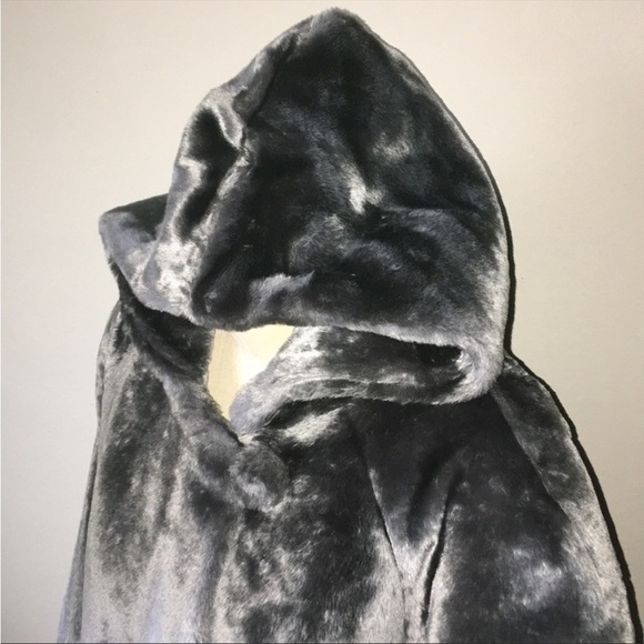 Dennis Basso Gray Faux Fur Hooded Coat - Picture 7 of 10